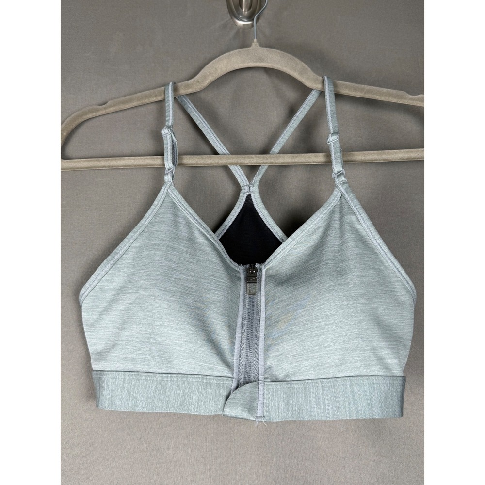 Nike Dri-FIT Front Zip Sports Bra Womens Small Gray Heathered Racerback